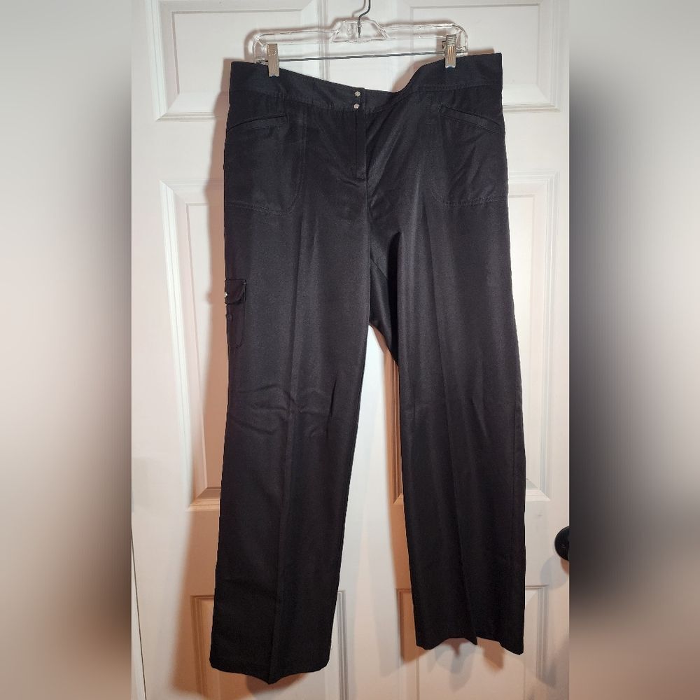 Izod Stretch Golf Ladies Black Lightweight Pants Side Pocket Size 16